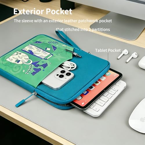 Image of MOCA Universal 7-8 Inch Tablet Sleeve Case, Polyester Protective Cover with Zipper and Wrist Strap, Compatible with Kindle, iPad mini, Samsung, Lenovo Tablets (Travel Icon, 7-8 inch)