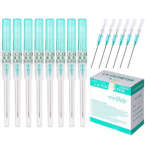 100pcs 18G Disposable Sterile Catheter Piercing Needles - Stainless Steel Hollow Needles for Ear, Nose, Lip, Tongue, Belly, Navel