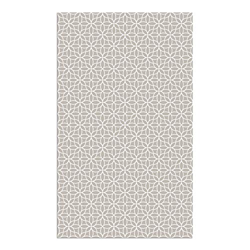 Alfombra Vinílica Flores Geométricas, 200 x 120 cm, Color Beige, ALV