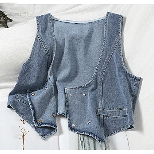 Korean Puff Sleeve Women White Shirt Blouses Cropped Denim Vest Oversized Long Shirt Set4