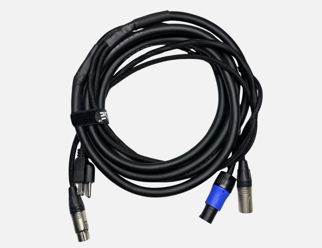 LASE 15 Ft Siamese NEUTRIK PowerCon AC & XLR Audio Combo Cable (Powered Speakers