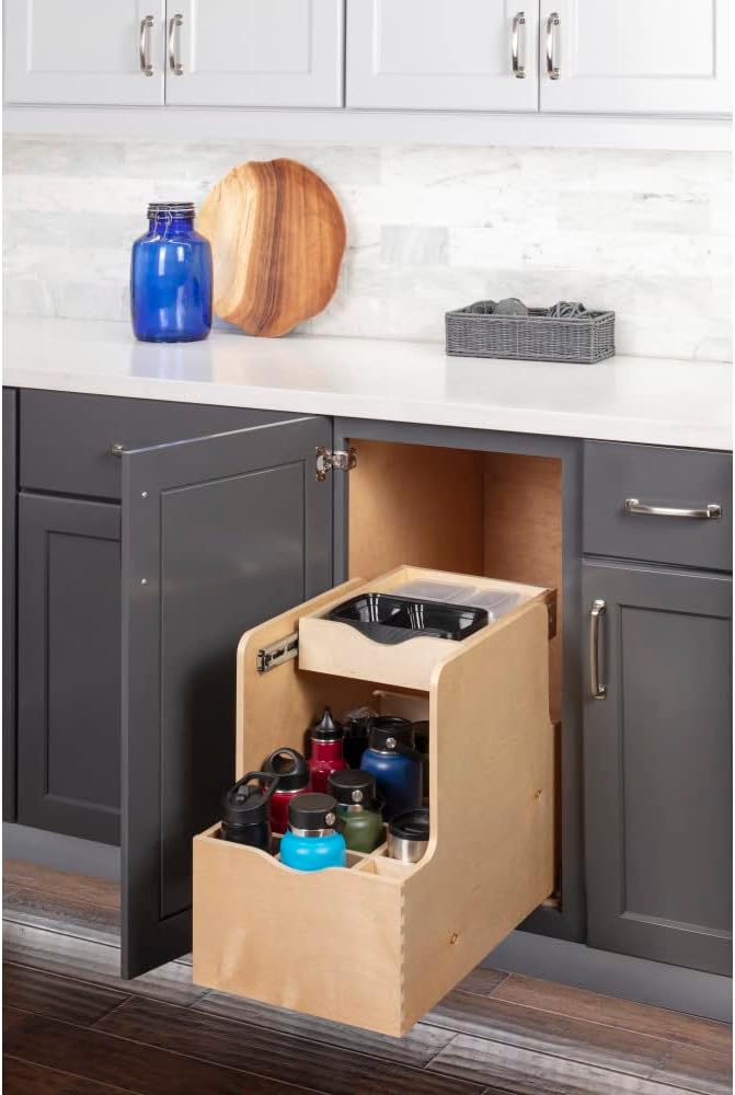 Hardware Resources 15" Wood Rollout Bottle Double Drawer