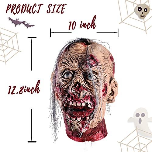 10''X12.8'' Life-Size Bloody Cut Off Corpse Head Prop Halloween Scary Hanging Severed Head Decoration Zombie Head For Outdoor Indoor Haunted Houses Party Decor #TOP1