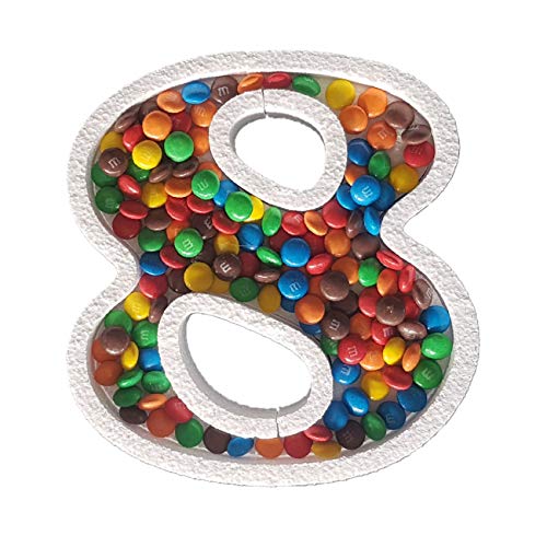 DecoPorex - Chiffre 8 en Polystyrène pour Candy Bar, 20cm de Hauteur et 3cm de Profondeur, Récipient à Remplir de Bonbons - Parfait pour Décorations de...