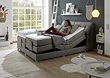 MöbisandMore Designer Boxspringbett Coni 180x200 H3 - bis 130 KG elektrisch verstellbar mit Motorfunktion + Stauraum| Komfort Matratzen und Premium Topper (Creme)