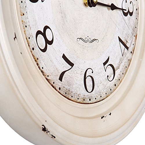 Yosemite Home Decor Circular Iron Wall Clock, White Frame, White Face, Black Text, Black Hands #TOP1