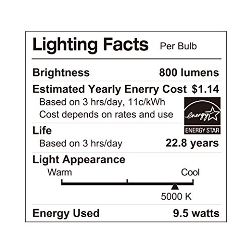 Luno A19 Dimmable Led Bulb, 9.5W (60W Equivalent), 800 Lumens, 5000K (Daylight), Medium Base (E26),Ul & Energy Star (6-Pack) #TOP3