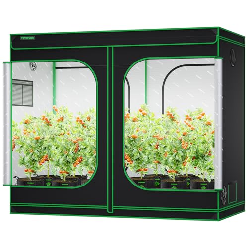 VIVOSUN S848 4x8 Grow Tent 96"x48"x80" High Reflective Mylar Tents with Observation Window and Floor Tray for Hydroponics Indoor Plant for VS4000/VSF4300