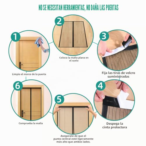 Miniatura 6 de Mosquitera Puerta Magnética 125x200, Joy2see Mosquiteras Para Puertas Negro, Proteger A Su Familia