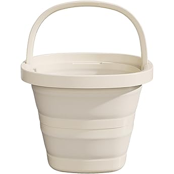 Foldable Bucket 5L/10L PP + TPR Material White Space-Saving Foldable Cream 5L