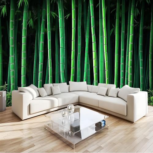 200 x 140 cm Carta Da Parati Fotografica Verde, La Bellezza Della Foresta Bambù Naturale Carta da parati fotografica in tessuto non tessuto per soggiorno, camera da letto, Decorazione Da Muro
