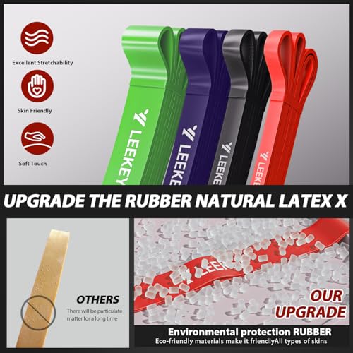 Image of LEEKEY Pull Up Assistance Bands,Muit Levels Resistance Bands for Senior /Adults,Exercise Bands with Door Anchor, Strength Bands for Fitness Training, Physical Therapy,Home Gym Workouts