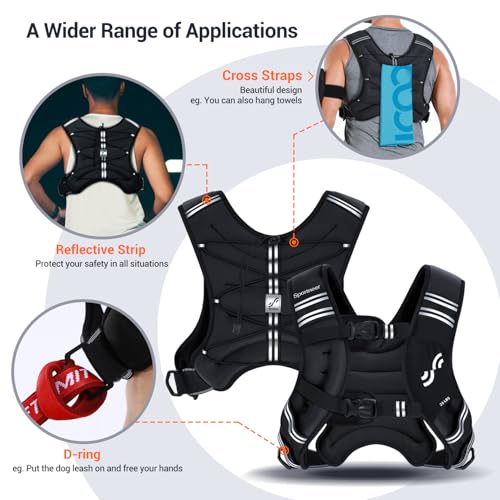 Sportneer Weighted Vest for Running Training 3.6 kg/ 5.4kg/ 6.8 kg/ 9kg/ 11kg Weight Vest with Reflective Stripe Running Vest for Workout Strength Training Fitness Muscle Building Weight - Image 4