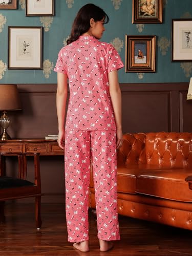Image of Clovia Women's Cotton Florals Printed Top & Pajama Set