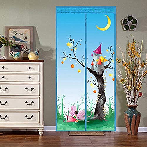 Azul Mosquitera Para Puerta Corredera 90x200cm / 35x78inches Mosquitera Ventanas Correderas Mantenga el aire fresco adentro y los insectos afuera - Adecuado Adecuado para puerta,Fácil de Montar sin T