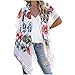 Produktbild MRULIC Damen Florale Kimono Cardigan Boho Chiffon Sommerkleid Beach Cover up Leicht Tuch für die Sommermonate am Strand oder See (M, X-Grau)