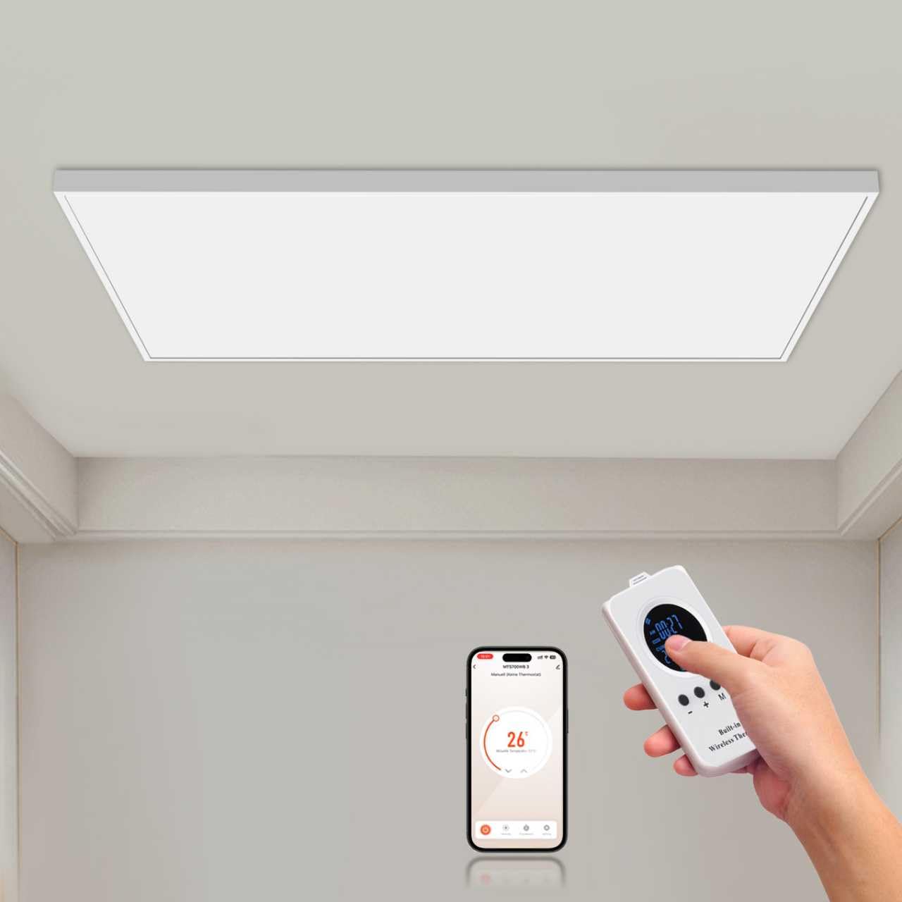 Hocosyme Infrarotheizung Deckenmontage 1000 Watt mit Smart Steuerung, Energiesparende Infrarot Wandheizung, Elektroheizung mit Uberhitzungsschutz, WLAN App-Steuerung mit Fernbedienung - TÜV.