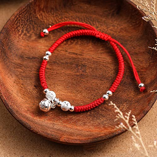 Protection Bracelet for Women and Men Real 925 Sterling Silver Lucky Bell Amulet Red Rope Bracelet Handmade String Adjustable Jewelry Gift2