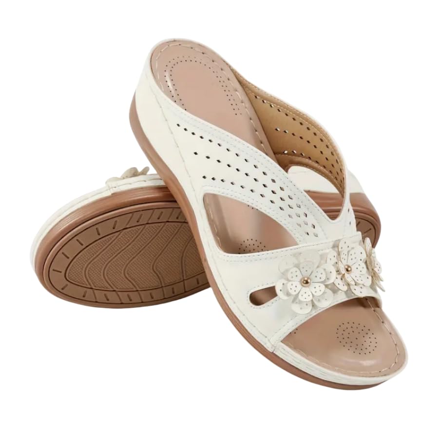 Women's Floral Slide Sandals - Comfortable Open Toe Summer Shoes for Casual Outdoor Wear