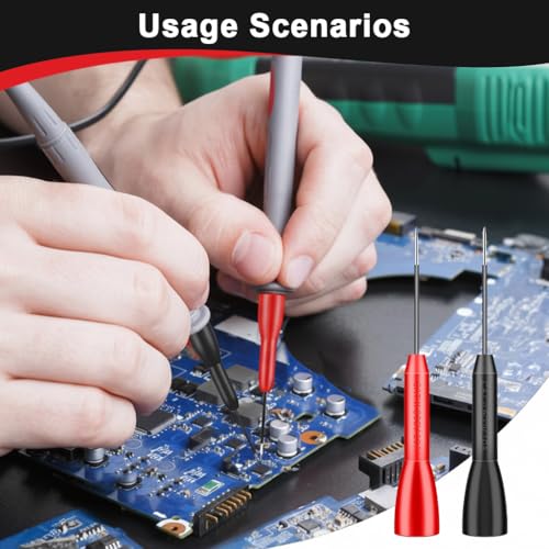 Image of STHIRA Automotive Test Probe Needles, 2Pcs Red & Black 0.2mm Signal Testing Pins for Car Electrical Diagnostics, 600V /10A Non-Destructive Insulation Wire Piercing Needle, Multimeter Circuit Probes