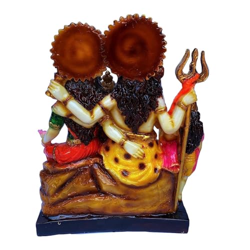 Image of KRISHNAGALLERY1 Polyresin Marble Shiv Parvati Ganesh Family Statue Idol Statue Sculpture 9 Inch (Antique Color)