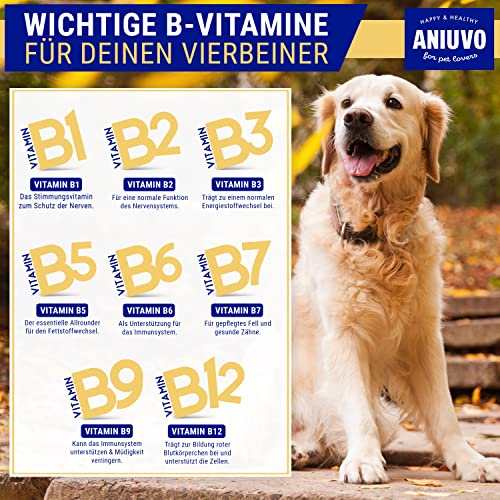 ANIUVO® Vitamin B Komplex Hund [120 Tabletten] für 4 Monate - Hochdosiertes Vitamin B für Hunde - Made in Germany - Hunde Vitamine mit B1, B2, B3, B5, B6, B7, B9 & B12 - Vitamin B Hund
