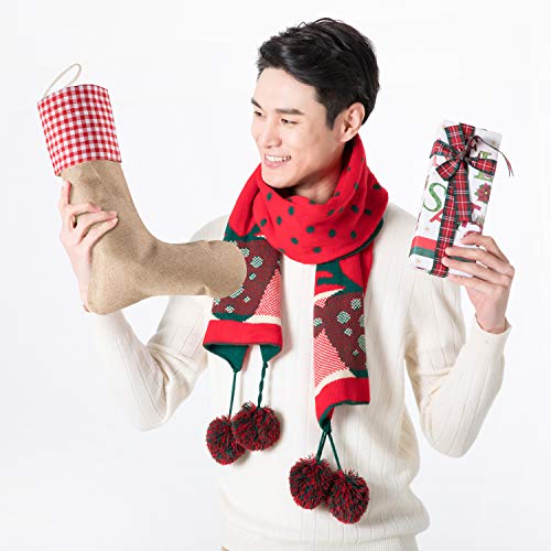 Favide 9 Pieces Christmas Burlap Stockings Xmas Fireplace Hanging Stockings For Christmas Decoration Diy Craft (Color Set 1, 9) #TOP5