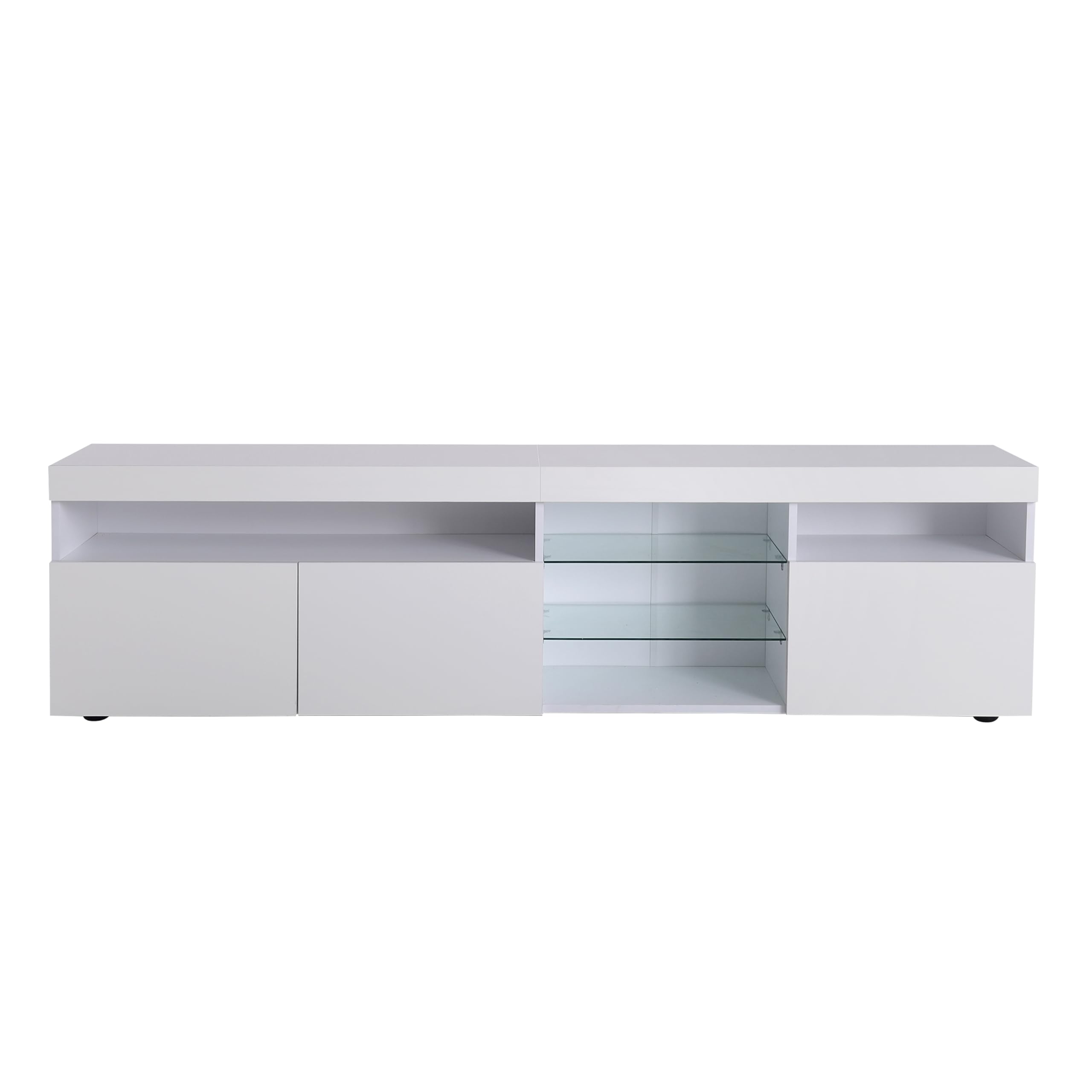 Moimhear Mobile TV moderno, pannello luminoso, illuminazione a LED variabile, soggiorno e sala da pranzo, 180 cm (bianco)