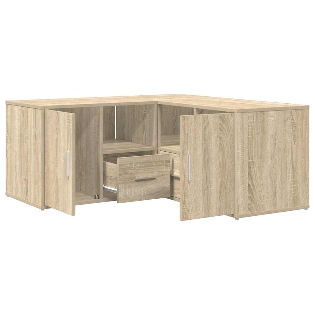 Armario esquinero de roble Sonoma, 160 x 40 x 45 cm, material de madera con 2 posibilidades de montaje como estantería de almacenamiento o armario en forma de L con compartimentos y cajones
