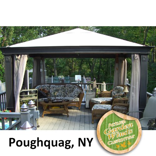 Garden Winds Replacement Canopy Top Cover for Tiverton Series 3 Gazebo - Riplock 350 - Sage - Thumbnail 2
