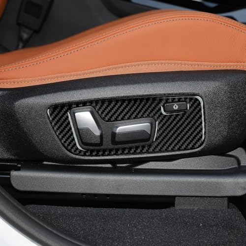 Image of 2PCS Seat Adjustment Knob Switch Buttons Cover Trim Carbon Fiber Decal Sticker fits for BMW X3 G01 X4 G02 X5 G05 X6 G06 2018-2024 Accessories (Style C)