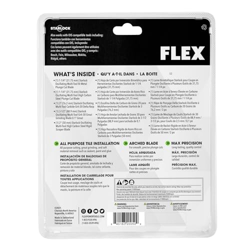 Image of FLEX 5-Piece Oscillating Tool Tiling Project Blade Set, Cuts Wood, Wood with Nails, Metal, Grout, Drywall, PVC - FAM40002-5