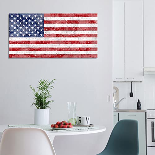 American Flag Canvas Wall Art Usa Flag Wall Pictures Living Room Wall Decor Vintage National Flag Artwork The Stars And The Stripes Canvas Prints For Office Home Decor Framed 20"X 40" #TOP5