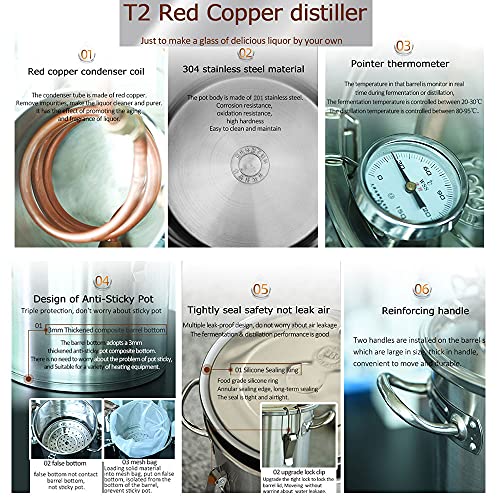 33L Moonshine Distiller Home Wine DIY Equipment Vodka Whiskey Brandy Alcohol Making Distillation Machine Fermentation barrel