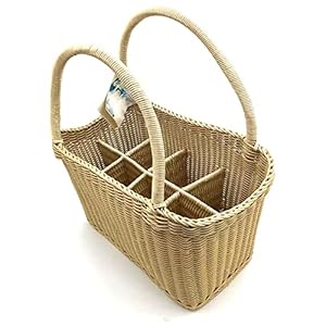 Flaschenkorb, Flaschenträger für 8 Flaschen Geflochten Flaschenhalter Korb mit Henkel Weinkorb Aufbewahrungskorb…