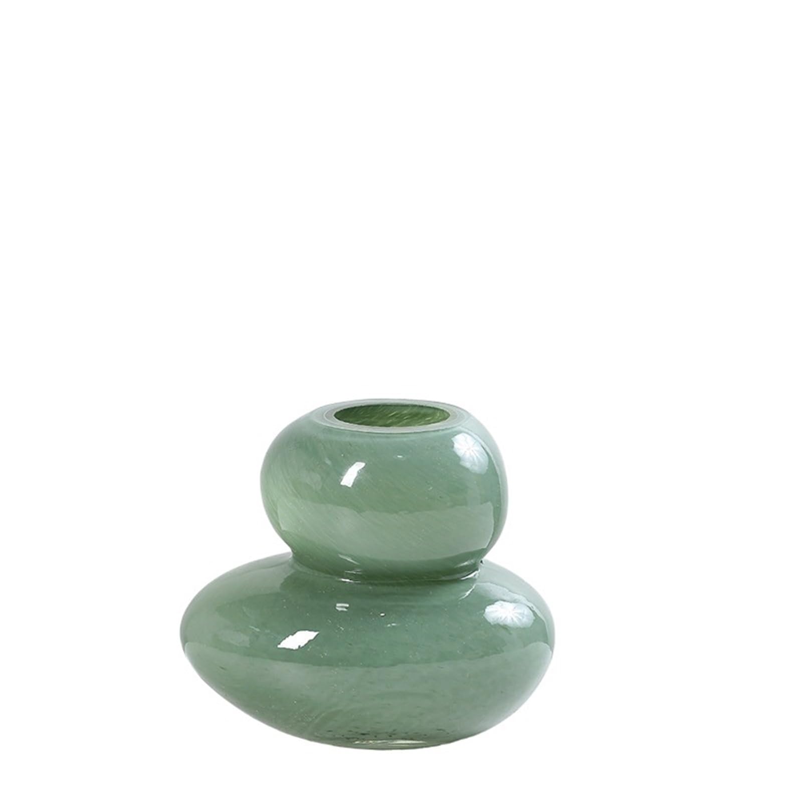 Pebble Shape Geometric Stacking Glass Vase Flower Arrangement Accessories Terrarium Home Decoration For Living Room, Office, Wedding(GREEN)