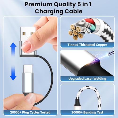 2-Count Firsting 5' 6-in-1 Multi Charging Cables w/ USB-A/C Input, USB-C, Lightning & Micro-USB $5.88 ($2.94 each) & More - image 5