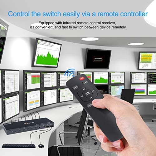 KCEVE KVM Switch, 4 Computers HDMI KVM Switcher Box Support 4K@60Hz, With USB 2.0 Hub, Audio And ARC function, Compatible With Windows/Linux/Mac System etc, With Hotkey And Remote Switch Way