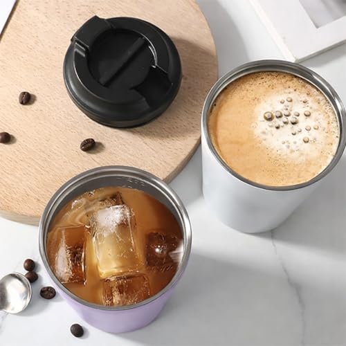 Image of Stvin 380ml Insulated Coffee Mug Travel, Stainless Steel Tumbler with Leak-Proof Lid, Reusable Thermal Cup for Hot & Cold Drinks, Car, Office, Camping & More (3rd Purple)