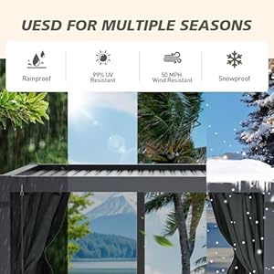 HOMPUS 10'x10' Louvered Pergola, Aluminum Outdoor Pergola with Netting & Curtains, Adjustable Roof, Metal Hardtop Gazebo Sun Shade for Garden Backyard Pavilion HOMPUS 10×10 Louvered Pergola Aluminum Outdoor Pergola with Netting Curtains Adjustable Roof Metal Hardtop Gazebo Sun Shade for Garden Backyard Pavilion