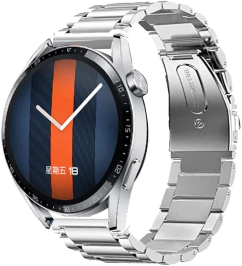 Stainless Steel Replacement Band Compatible with Huawei Watch Huawei Watch Ultimate | GT4 | GT3/3 PRO | GT2/2 PRO | Watch Buds/4/3 46mm & 48mm, 3 beads adjustable length Stainless Steel strap