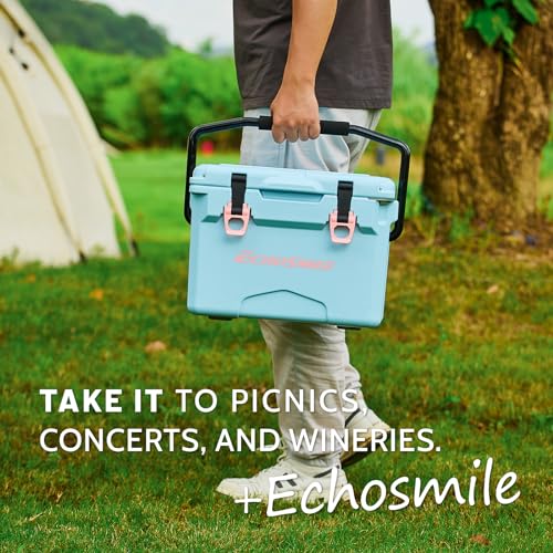EchoSmile 12/18 Quart Rotomolded Cooler, Portable Hard Ice Chest, Suit for BBQ, Camping, Pincnic - Thumbnail 3