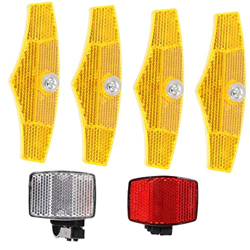 balacoo 6-Piece Bike Reflectors Set Night Riding Safety White Red Reflective Wheel Spoke Lenses for Cycling Accessories