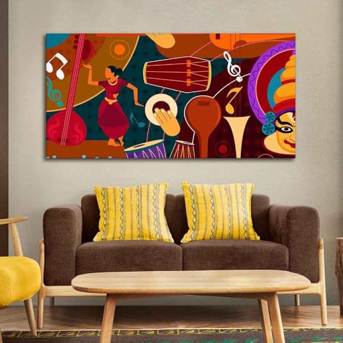 Image of VIBECRAFTS Canvas Paintings for Living Room Drawing Room Dance & Music Instruments Canvas Wall Painting for Homedecore|Office|Gift|Livingroom|Bedroom(PTVCH 2399N)(48 x 24 Inches)
