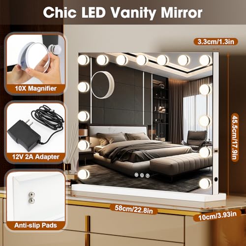 Espejo de Vanidad con Luces y Bluetooth, 23"x18" miniatura 5