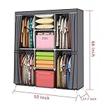 Wardrobe Storage Closet Clothes Portable Wardrobe Storage Closet Portable Closet Organizer Portable Closets Wardrobe Closet Organizer Shelf Wardrobe Clothes Organizer Standing Closet Gray - Image 3