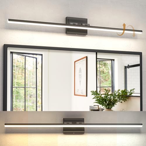 Image of NIORSUN 39.4 Inch Modern Bathroom Light Fixture, 24W 5CCT Dimmable LED Black Bathroom Vanity Lights Over Mirror, Vanity Lights for Bathrooms Restroom Mirror- ETL Certified