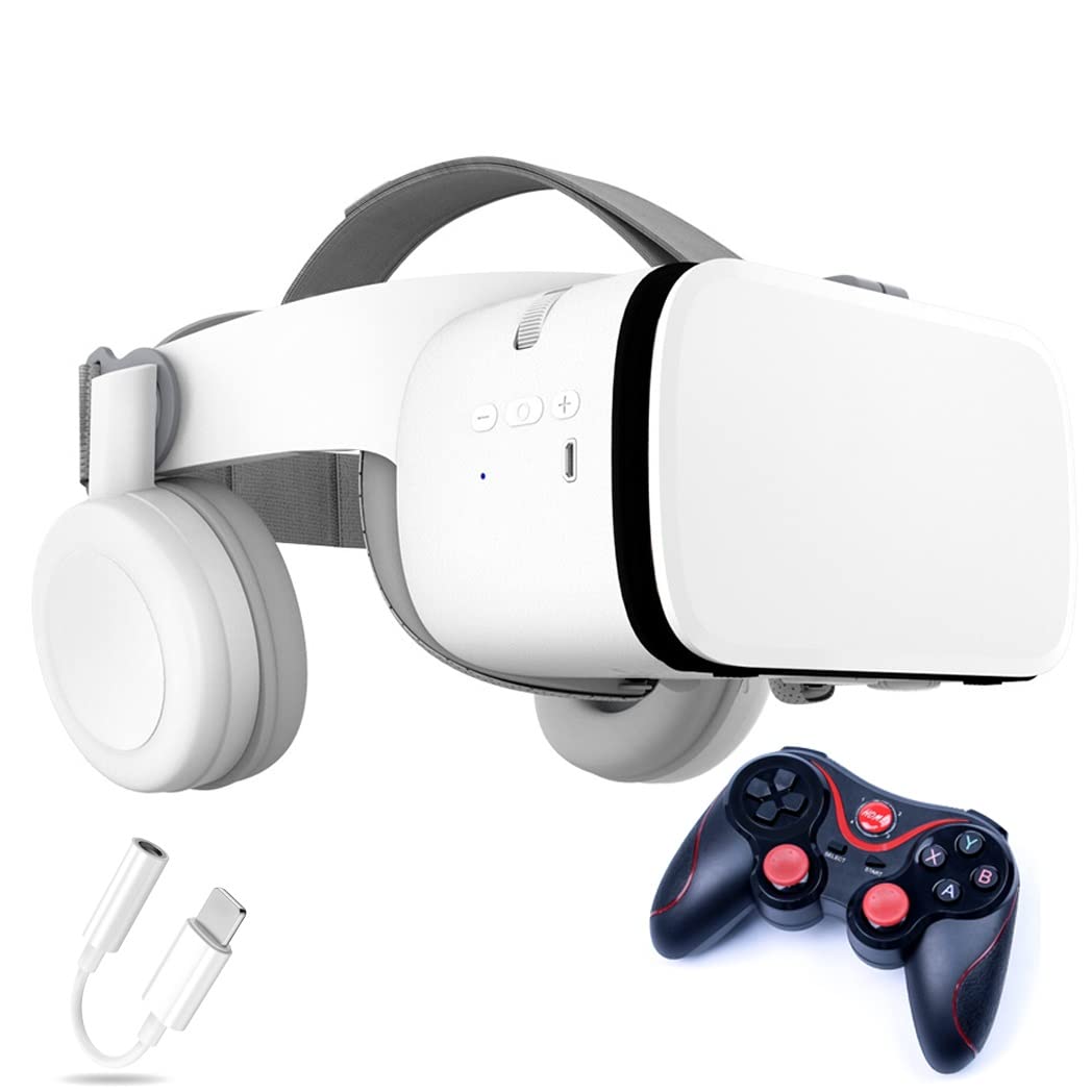Gafas de Realidad Virtual, 3D VR Gafas con Controlador Bluetooth para Juegos Visión Panorámico VR Glasses para iPhone 13 Pro Max/13 Pro/13/12/11, para Samsung Galaxy S21, Huawei, Xiaomi