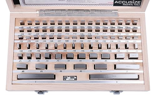 Image of Accusize Steel Gage Block Set, Grade AS-2, 81 Pc, P900-S583 | ASME B89.1.9-2002, Hardened Steel, Corrosion-Resistant, with Certificate of Inspection