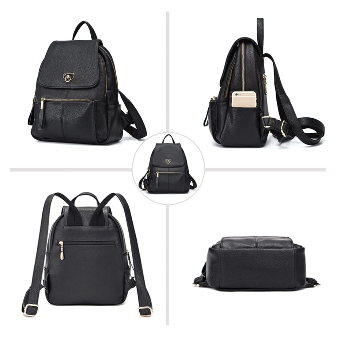 BUKESIYI Mujer Bolsos Mochila Niña Vestir Antirobo Pequeña Casual Bandolera Portatil PU Cuero Piel ES78300
